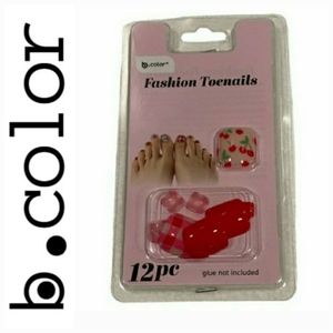 2/$5 B•Color 12pc. Fashion Toenails-Cherries